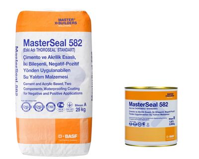 Basf MasterSeal 582 İki Bileşenli Negatif-Pozitif Yönden Uygulanabilen Su Yalıtım Malzemesi 27 kg set