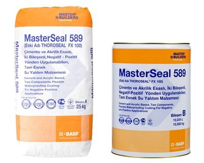 Basf MasterSeal 589 İki Bileşenli Negatif - Pozitif Yönden Uygulanabilen Tam Esnek Su Yalıtım Malzemesi 35 kg set