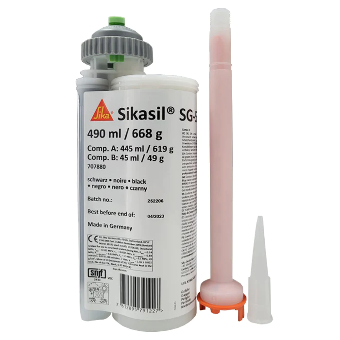 Sika - Sikasil SG-500 Yüksek Performanslı İki Bileşenli Cam Yapıştırma Silikonu 490 ml 8 adet koli