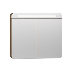 Vitra - Vitra Nest Trendy Aydınlatmalı Dolaplı Ayna Hareli Doğal Ahşap 80 cm 56175