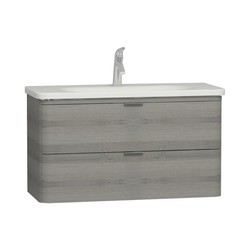 Vitra - Vitra Nest Trendy Lavabo Dolabı Çift Çekmeceli Gri Dokulu Ahşap 100 cm 56151