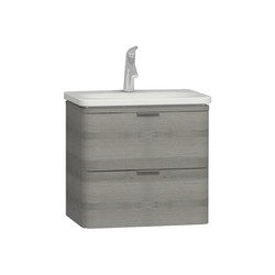 Vitra - Vitra Nest Trendy Lavabo Dolabı Çift Çekmeceli Gri Dokulu Ahşap 60 cm 56145