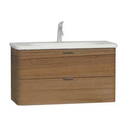 Vitra - Vitra Nest Trendy Lavabo Dolabı Çift Çekmeceli Hareli Doğal Ahşap 100 cm 56150