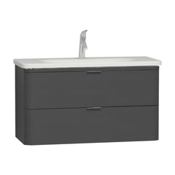 Vitra - Vitra Nest Trendy Lavabo Dolabı Çift Çekmeceli Parlak Antrasit 100 cm 56149