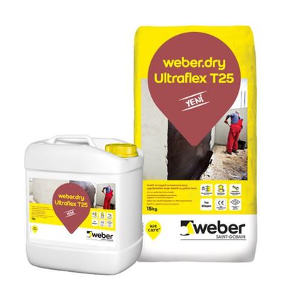 Weber Dry Ultraflex T25 Süper Elastik Sülfat Klor Toprak Kimyasalları ve Deniz Suyuna Dirençli Su Yalıtım Harcı 30 kg set