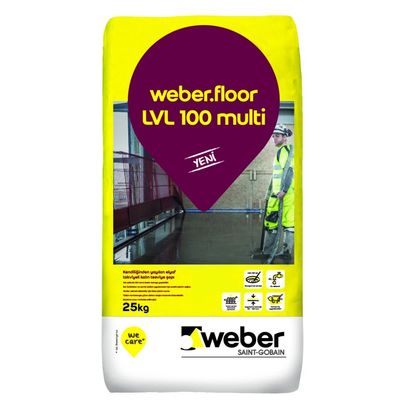 Weber Floor LVL 100 Multi Kendiliğinden Yayılan Elyaf Takviyeli Kalın Tesviye Şapı 25 kg