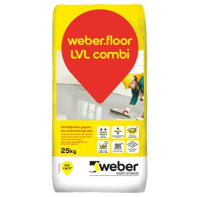 Weber Floor LVL Combi Kendiliğinden Yayılan Kalsiyum Sülfat Esaslı Tesviye Şapı 20 kg